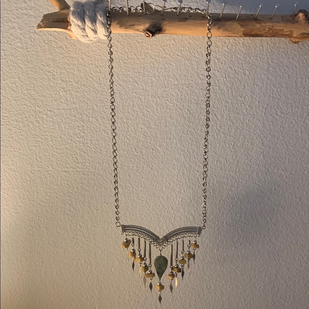 Gemstone and silver necklace